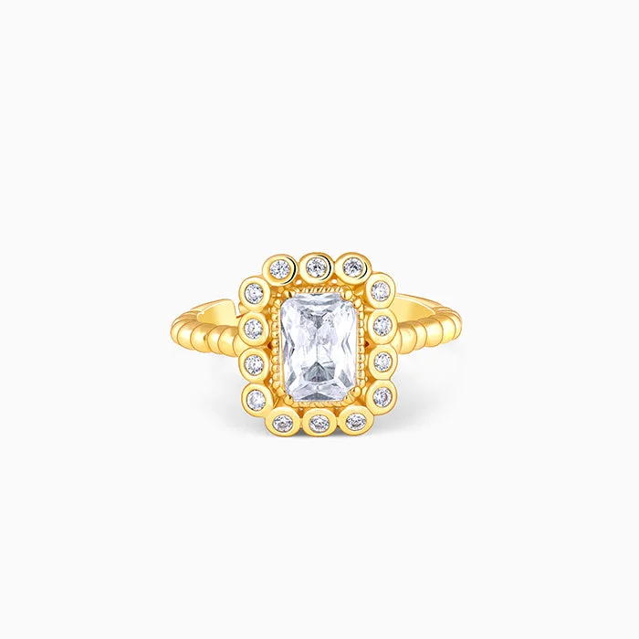 Bohemian-Inspired Jewelry For Free-Spirited Fashion Golden Zirconia Shine Ring