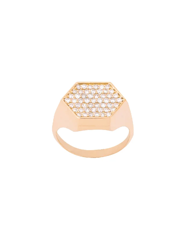 Get The Best Deals On Timeless Jewelry Pieces Hexagon 18K Gold, Whitegold or Rosegold Ring w. Diamonds