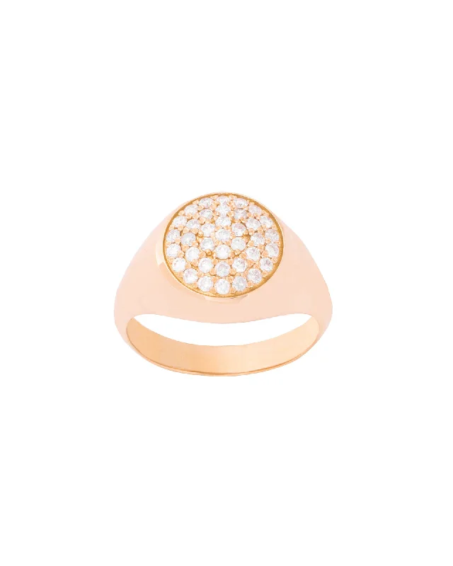 Waterproof Stainless Steel Jewelry For Lasting Beauty Round Pinky 18K Gold, Whitegold or Rosegold Ring w. Diamonds