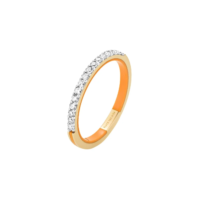 Romantic Heart-Shaped Jewelry For Special Gifts Sunset Boulevard Orange 14K Gold Ring w. Lab-Grown Diamonds