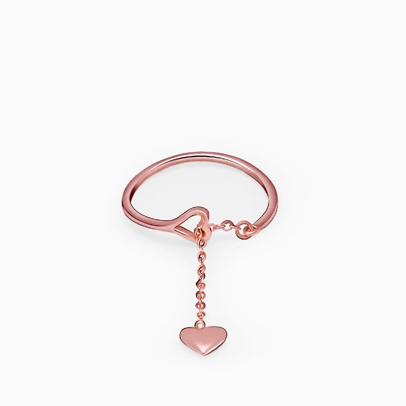 Rose Gold Heart Melting Chain Ring