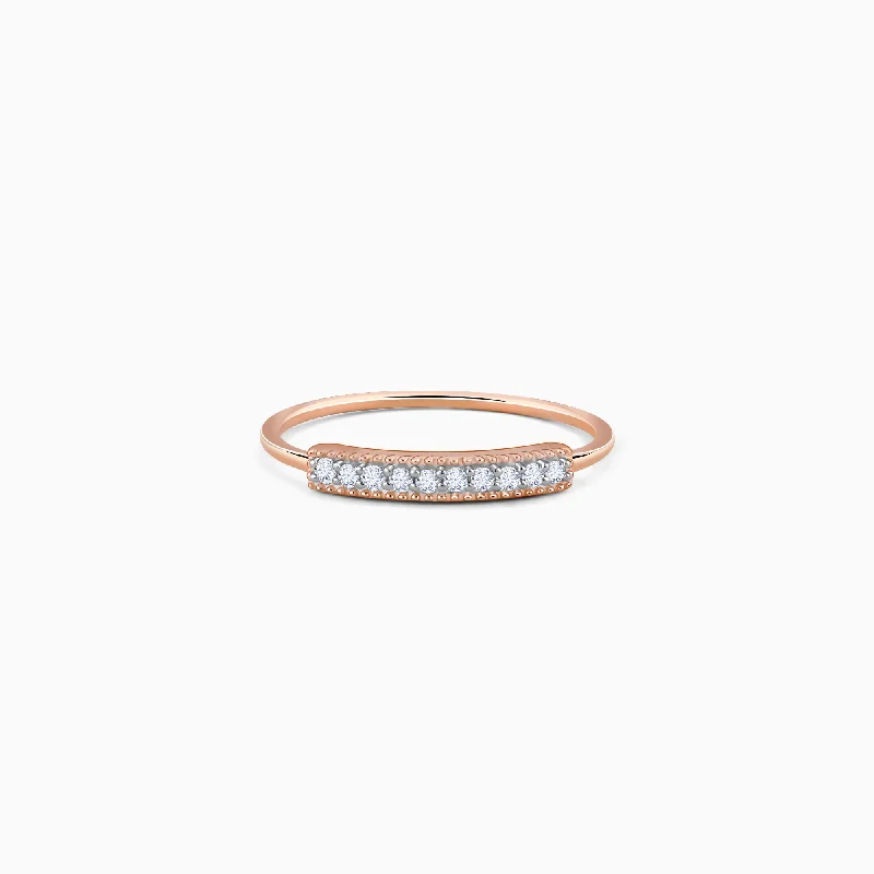 Rose Gold Stria Diamond Ring