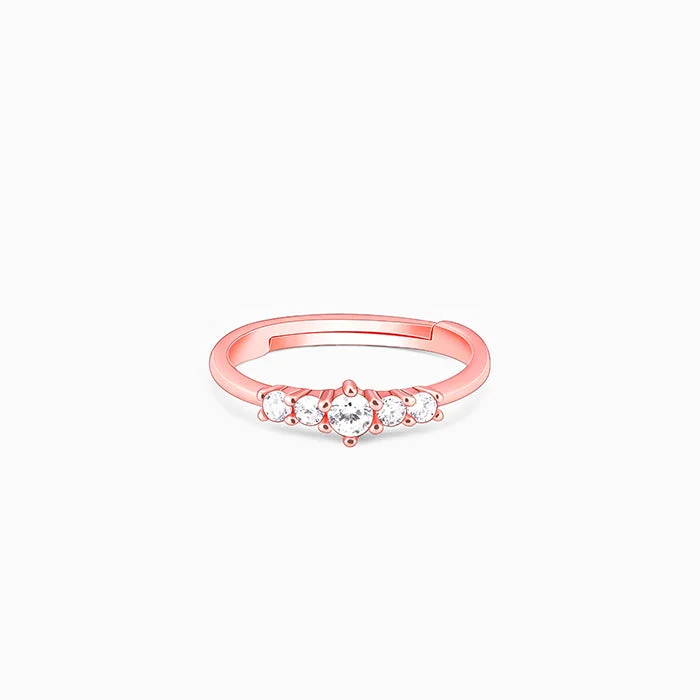 Dainty Floral Jewelry For Feminine Elegance Rose Gold Zircon Shine Squad Ring