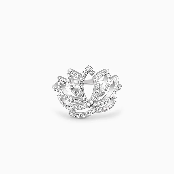 Silver Lotus Vibe Ring