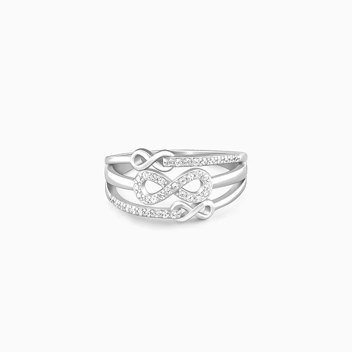 Affordable Gold-Plated Jewelry For Modern Fashion Silver Triple Infinity Ring