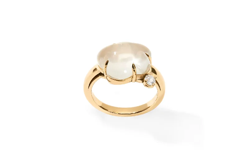 Buy More, Save More On Stunning Jewelry Designs Cloud 18K Gold Ring w. Milkey Quartz & Diamond