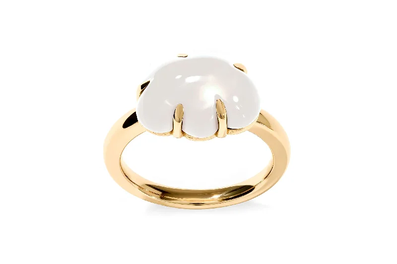 Cloud 18K Gold Ring w. Milky Quartz