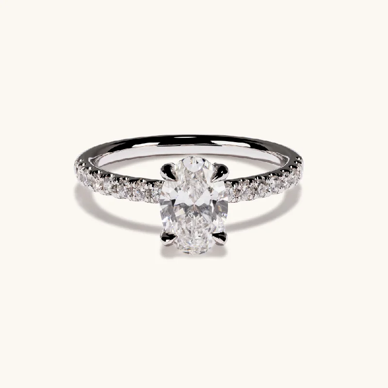 Trending Jewelry Styles Now At Limited-Time Discounts 1.03 Oval Lab Diamond Engagement Ring with Hidden Halo