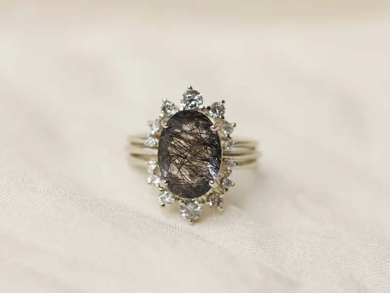 Jewelry Sale – Exclusive Styles At Lower Prices Supernova Bridal Set with Black Rutilated Quartz and Salt and Pepper Diamonds