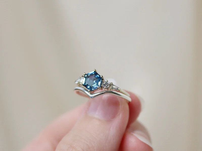 Delicate Crystal Jewelry For Sophisticated Charm The Huntington Ring Bridal Set in London Blue Topaz