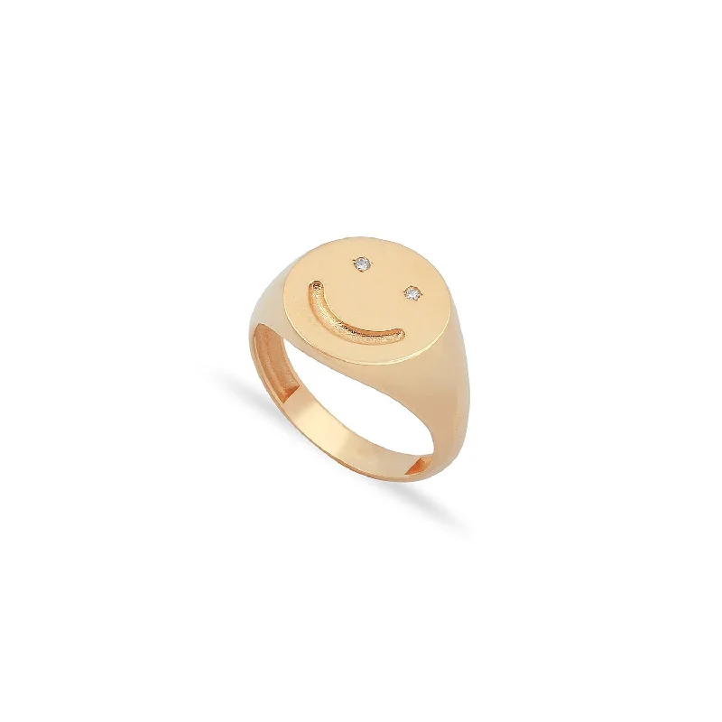 Stunning Jewelry At A Fraction Of The Price Diamond 14K Smiley Ring