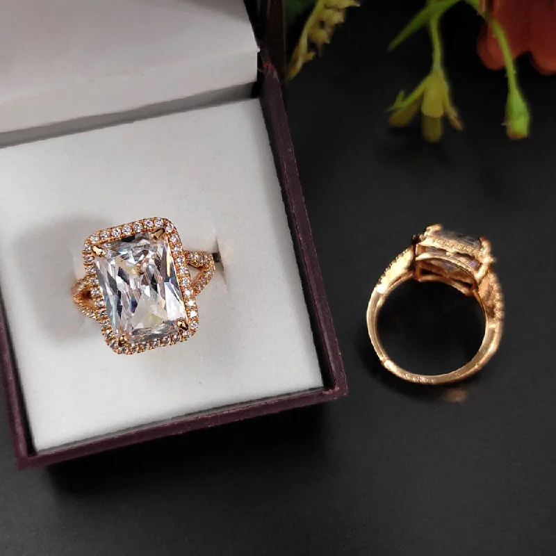 Personalized Jewelry At Special Discount Rates Aamrapali  Rose Gold Plated American Diamond  Ring