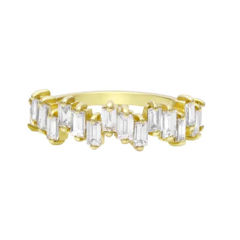 Classic And Modern Jewelry Styles On Sale Alternating Heights Diamond Baguette Ring