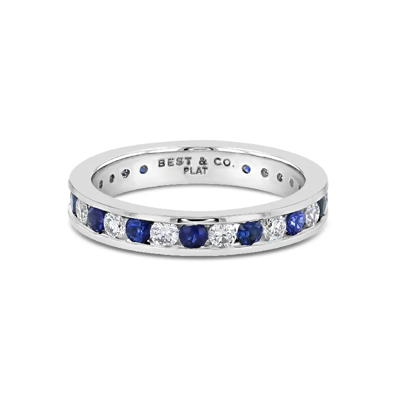 Shop Elegant Jewelry At Unbeatable Prices Blue Sapphire and Diamond Band