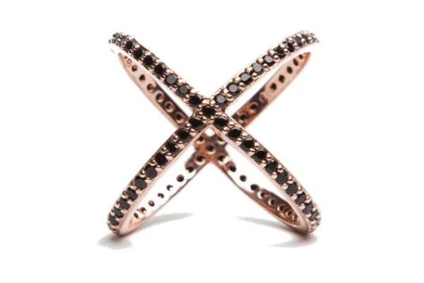 Holiday Jewelry Sale – Perfect Gifts At Great Prices Criss Cross Ring - Rose Gold Black