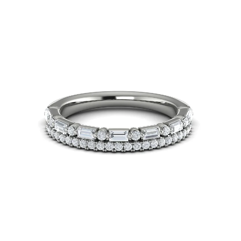 The Perfect Jewelry Piece At The Perfect Discount Diamond Baguette Two Row Band in 14K White Gold