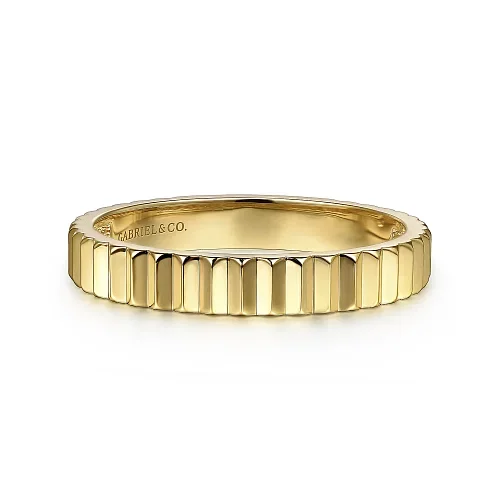 Eco-Friendly Sustainable Jewelry For Conscious Buyers Diamond Cut Stackable Ring in 14K Yellow Gold