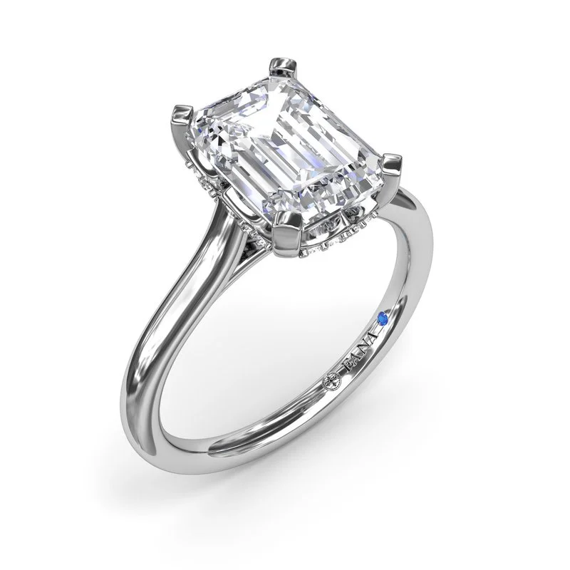 Fashion-Forward Geometric Jewelry For Contemporary Style Diamond Emerald Cut Engagement Ring in 14K White Gold