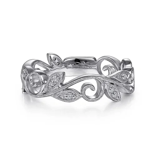 Shop Dazzling Jewelry With Special Promotional Discounts Diamond Floral Stackable Band in 14K White Gold