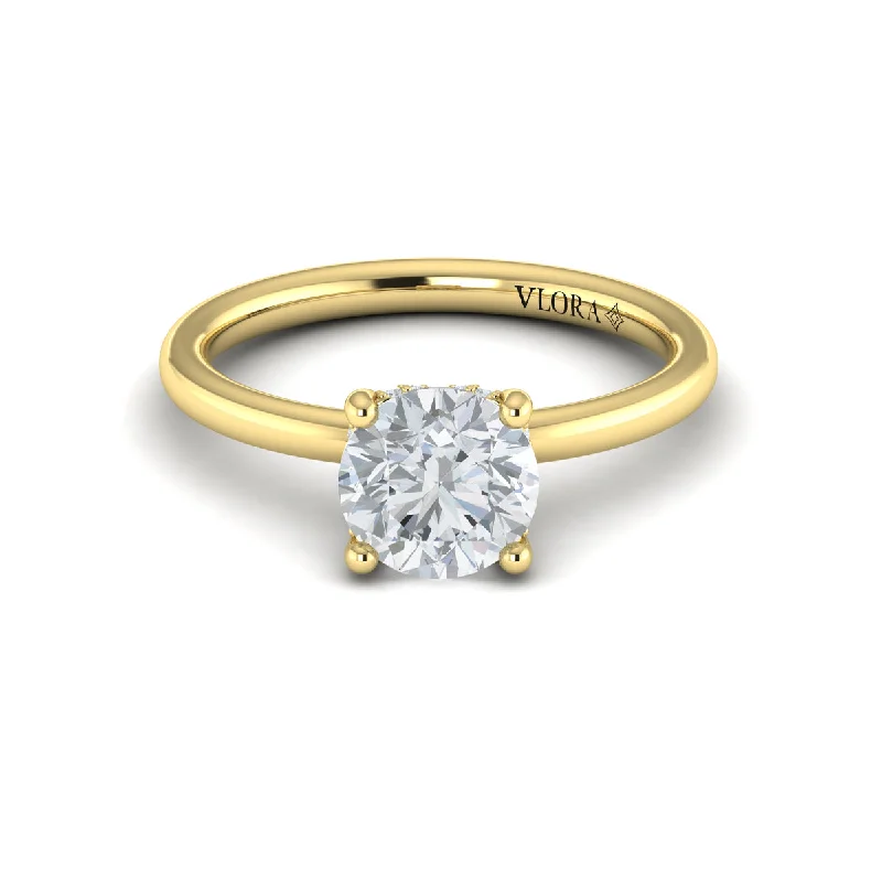 Get Your Favorite Jewelry At The Best Price Diamond Hidden Halo Solitaire Engagement Ring in 14K Yellow Gold