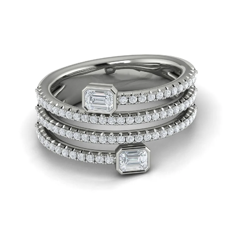 Grab Exquisite Jewelry At The Lowest Prices Diamond Multi Wrap Emerald Cut Band in 14K White Gold