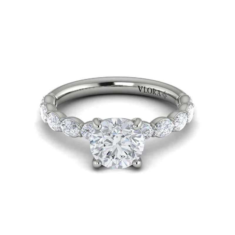 Dainty And Elegant Jewelry Now At Reduced Prices Diamond Oval Side Engagement Ring in 14K White Gold