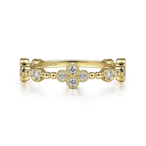 Shine Without Limits – Jewelry Sale Happening Now Diamond Quatrefoil Stackable Band in 14K Yellow Gold