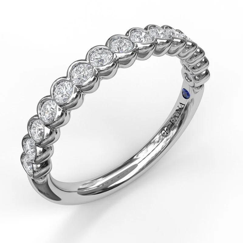 Trendy Minimalist Jewelry For Everyday Wear Diamond Scallop Wedding Band in 14K White Gold