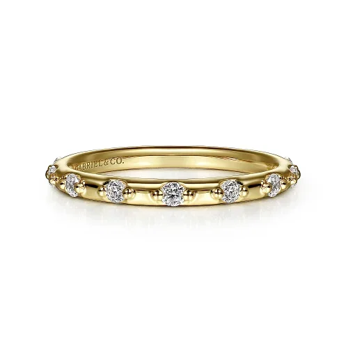 Premium Jewelry Now Available At Special Discounts Diamond Station Stackable Ring in 14K Yellow Gold