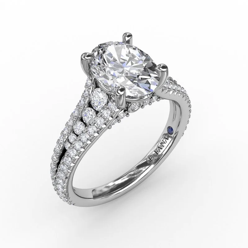 Premium Jewelry Now Available At Special Discounts Diamond Triple-Row Engagement Ring in 14K White Gold