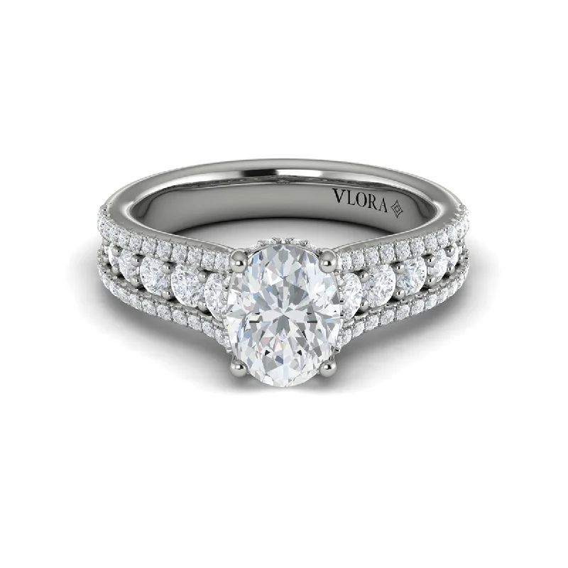 Elegant Jewelry Pieces At Unbelievable Prices Diamond Triple-Row Hidden Halo Engagement Ring in 14K White Gold