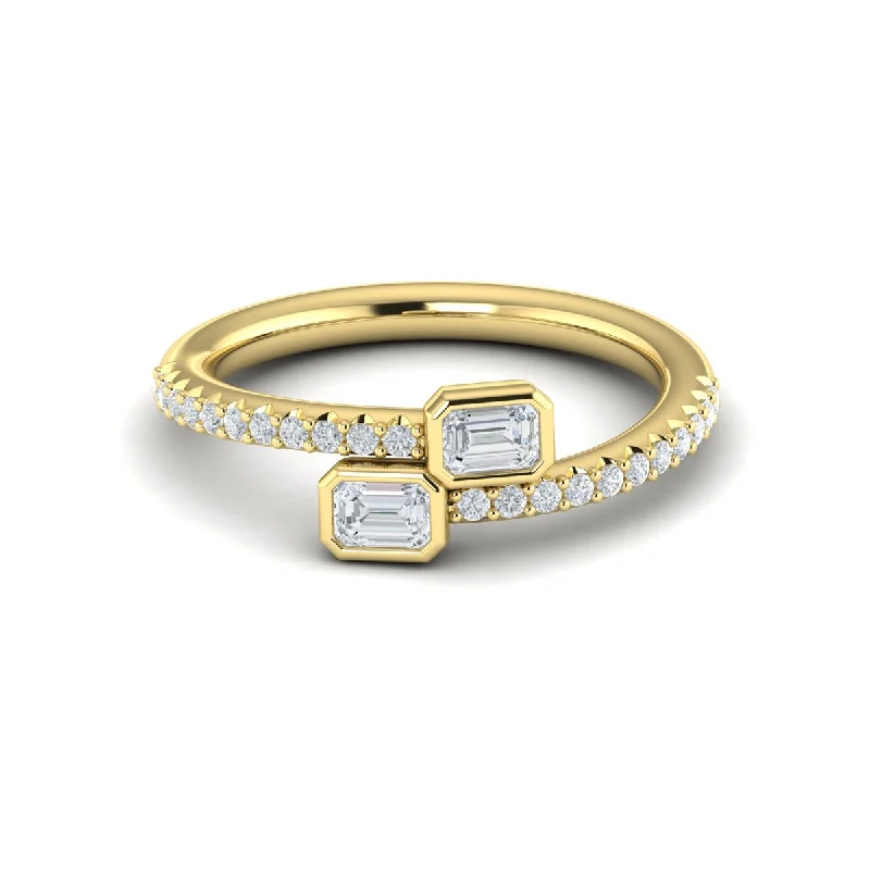 Elegant Jewelry Styles At Budget-Friendly Prices Diamond Wrap Emerald Cut Band in 14K Yellow Gold