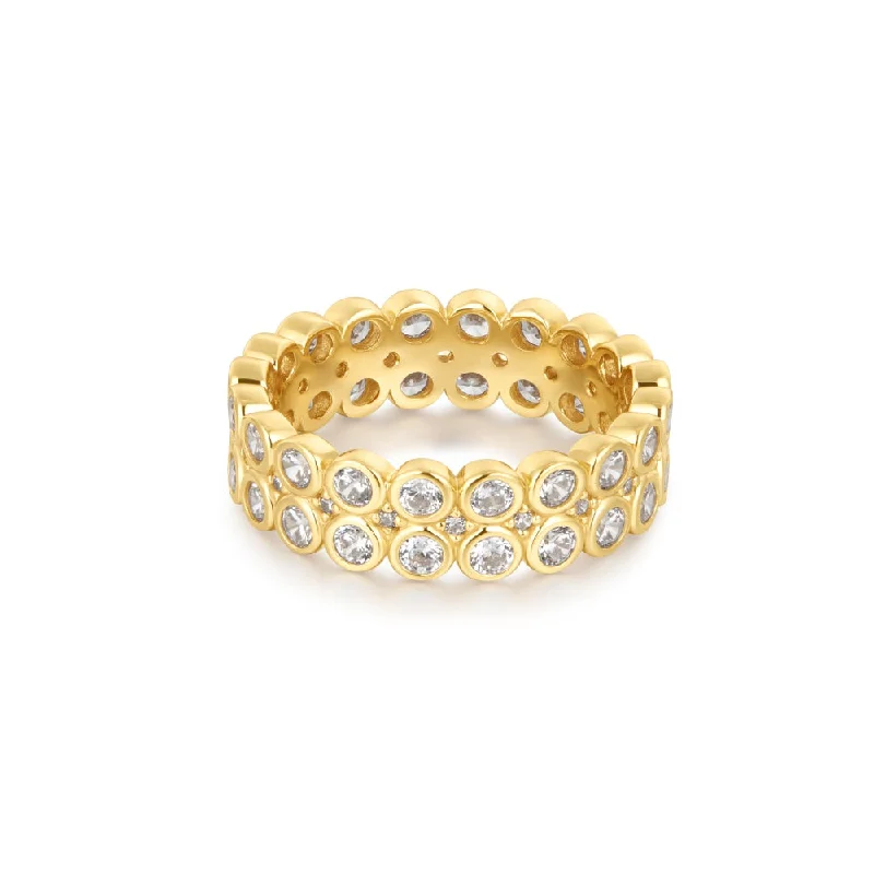 High-End Jewelry, Now More Affordable Than Ever Double Row Bezel Eternity Band in Gold Plated Sterling Silver