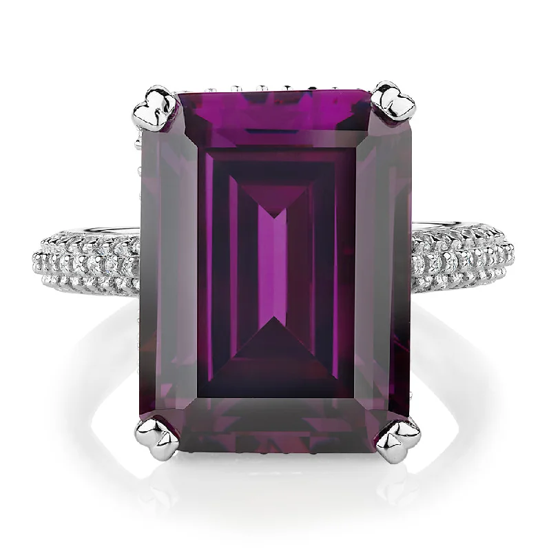 Get The Jewelry You Love At A Price You Love Dress ring with amethyst simulant and 0.73 carats* of diamond simulants in sterling silver