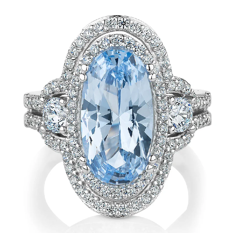 Unmissable Deals On Handmade Jewelry Collections Dress ring with blue topaz simulant and 1.42 carats* of diamond simulants in sterling silver