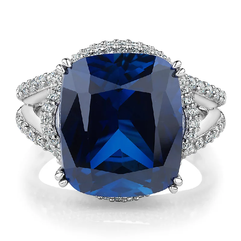 Shop Fine Jewelry With Amazing Deals Dress ring with sapphire simulant and 0.92 carats* of diamond simulants in sterling silver