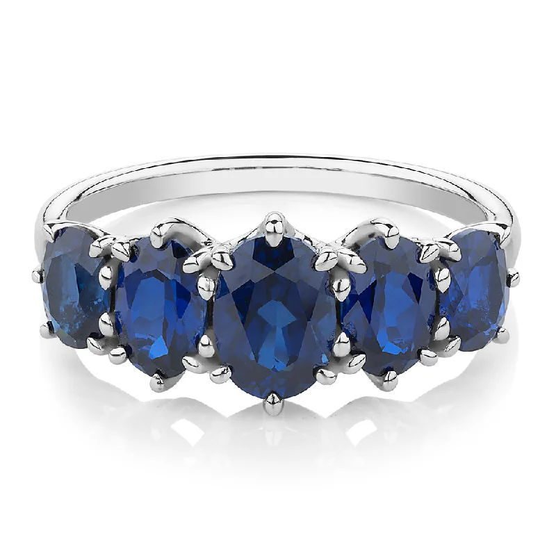 Grab Stylish Jewelry Before The Sale Ends Dress ring with sapphire simulants in 10 carat white gold