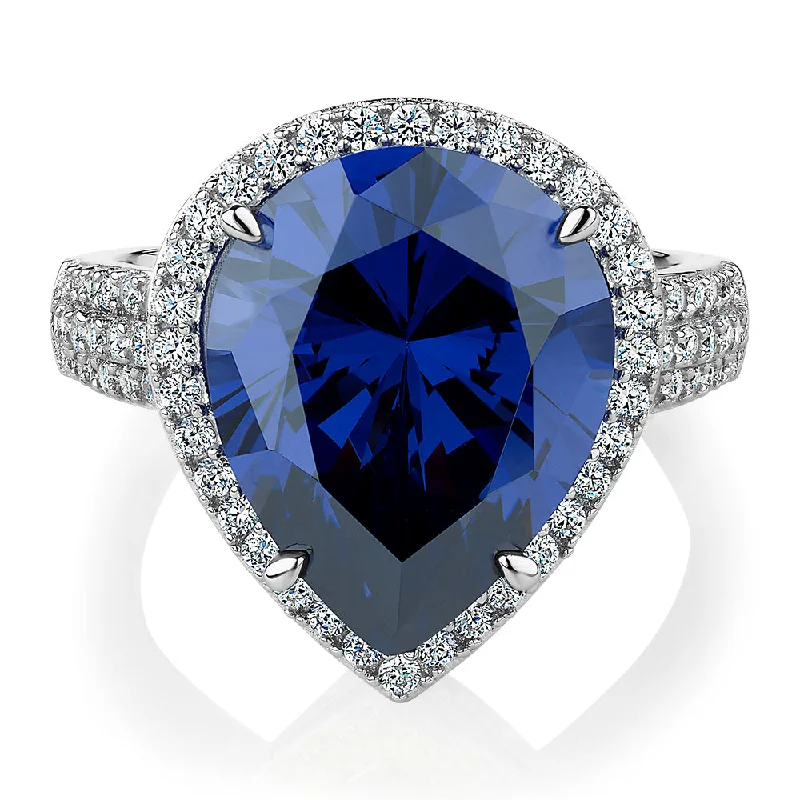 Jewelry Deals That Outshine The Rest Dress ring with tanzanite simulant and 0.68 carats* of diamond simulants in sterling silver