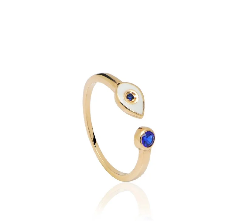 Customized Silver Jewelry For Unique Style Evil Eye Stone Ring