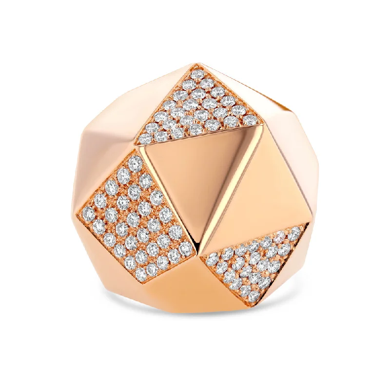 Clearance Sale On High-End Jewelry Collections Geometric Diamond and 18k Rose Gold Ring