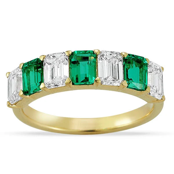 Exclusive Jewelry Markdowns – Limited-Time Offer Grown Diamond and Emerald Band in 14K Yellow Gold