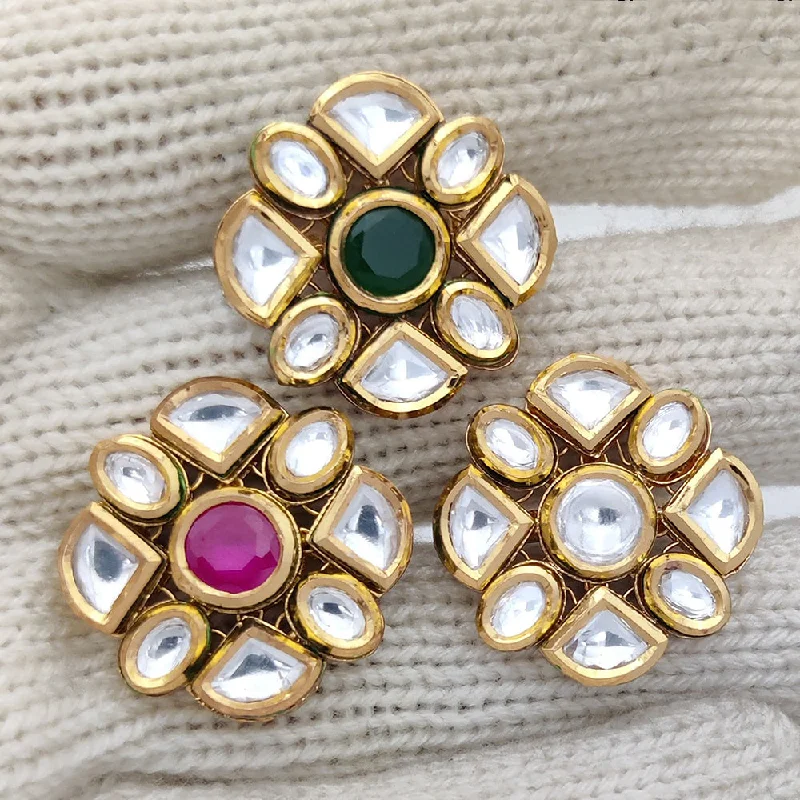 Flash Jewelry Sale – Get Stunning Pieces At Low Prices Jewel Addiction Gold Plated Kundan Adjustable Ring (1 Piece Only)