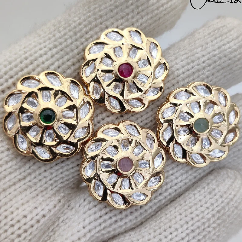 Grab Stylish Jewelry Before The Sale Ends Jewel Addiction Gold Plated Kundan Adjustable Ring (1 Piece Only)