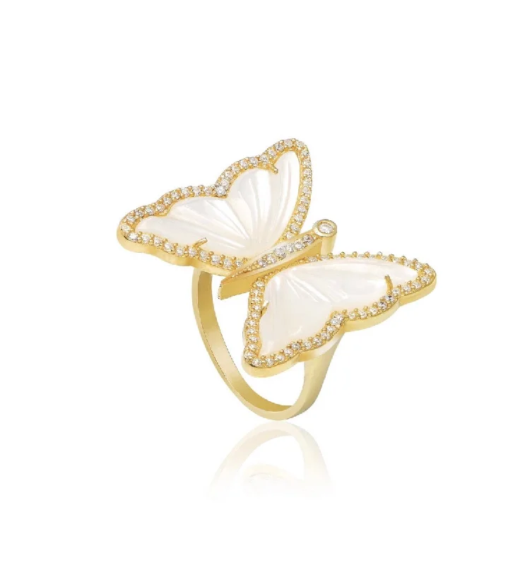 Modern Jewelry At Exclusive Discounts – Shop Today Mother of Pearl Butterfly Ring