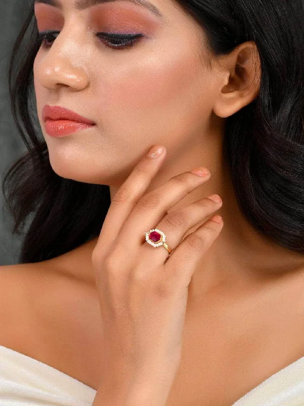 Big Discounts On Elegant Jewelry Collections Oblong Kundan Pearl Ring Red