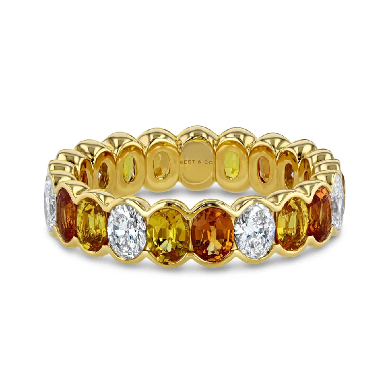 Huge Markdowns On Premium Jewelry Styles Orange, Yellow Sapphire and Diamond Oval Eternity Band