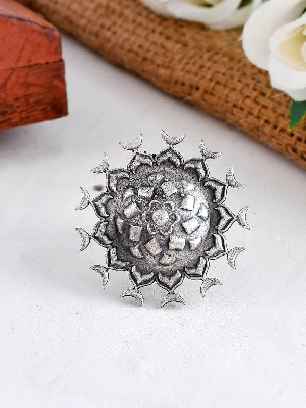 Discounted Jewelry For A Glamorous Look Oxidized Matsya Chakra Ring