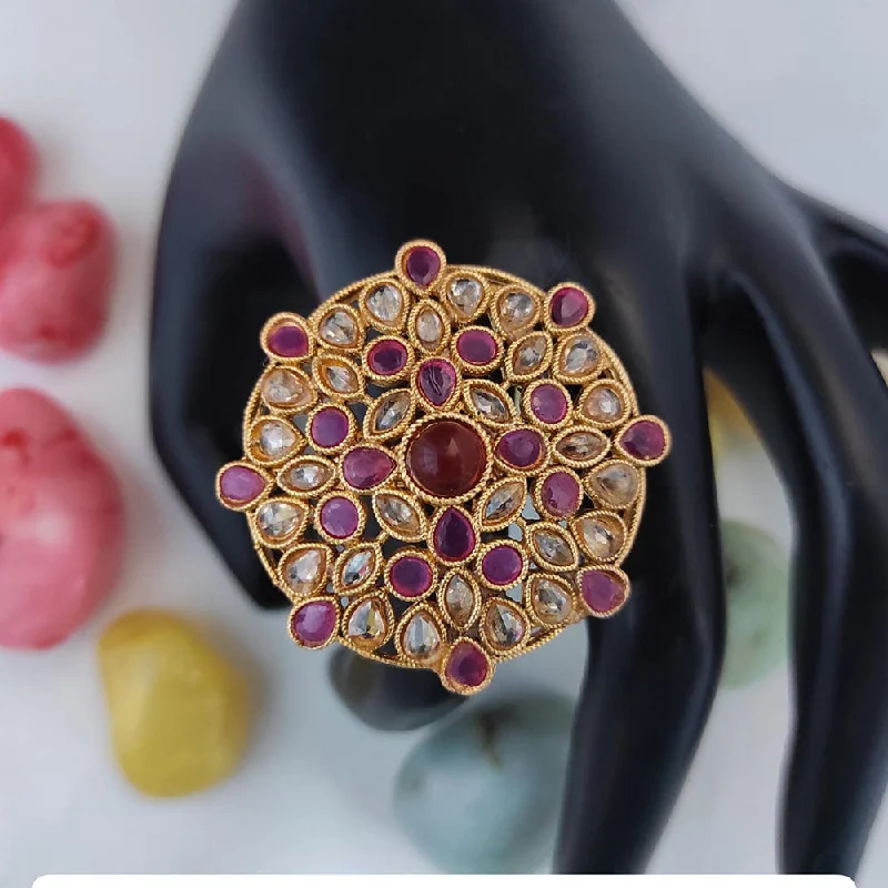 Exclusive Online Jewelry Sale – Don't Wait Raj Creations Gold Plated Crystal Adjustable Rings