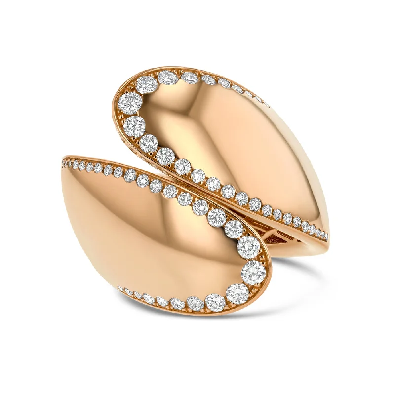 Shop Handcrafted Jewelry At Special Promotional Rates 18K Rose Gold and Diamond Bypass Ring