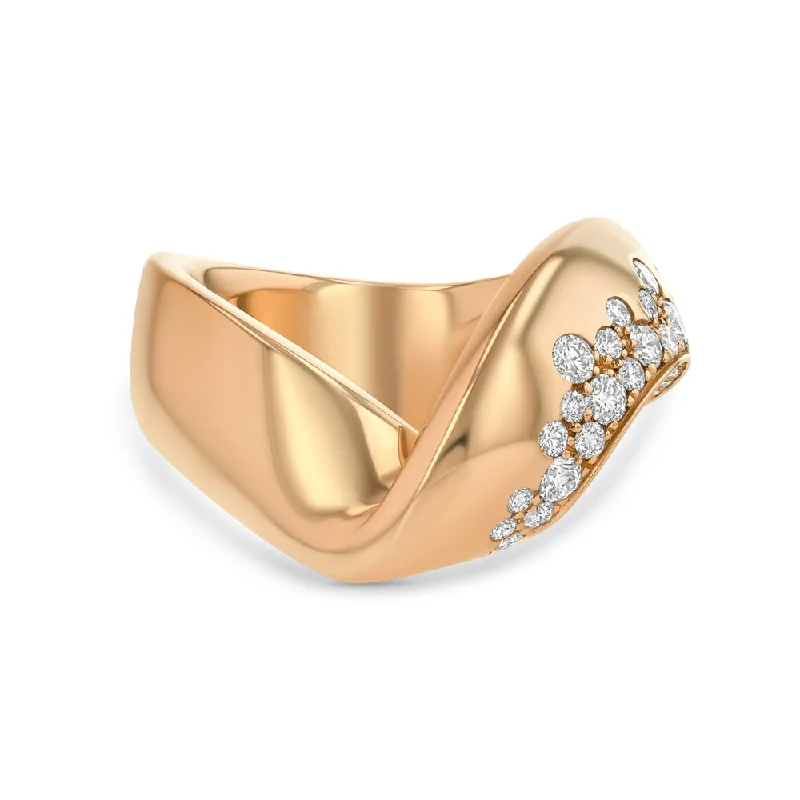 Affordable Luxury Jewelry For Every Occasion Rose Gold V Shaped Ring with Diamonds